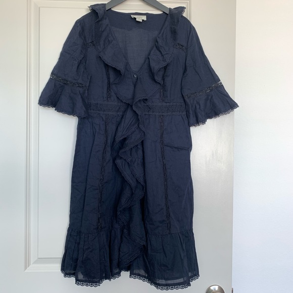LOFT Dresses & Skirts - Ruffle Navy Dress